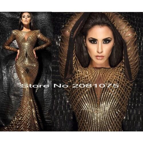 L919 High Quality Sparkly Embrodiery Mesh Lace Sequin Fabric Gold Silver Sequin Fabric For Clothes/ Events Christmas Decoration