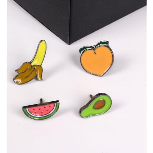 Wholesale 12pcs /lot fashion jewelry accessories cute enamel epoxy mini avocado watermelon peach banana brooches