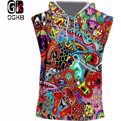 OGKB Sleeveless Men Fashion O Neck 3D Print Red Ghost Hiphop 7XL Clothes Homme Undershirt Summer Hoody Tracksuit