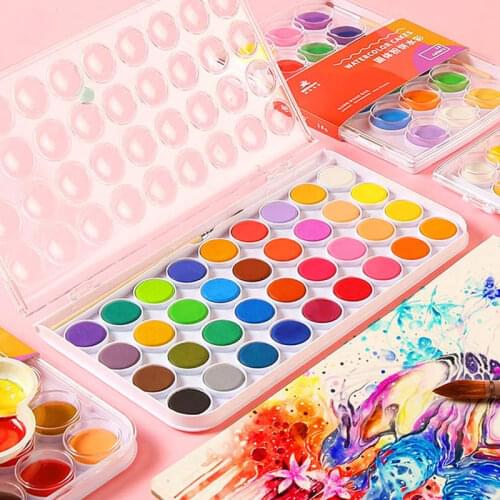 12/36/48 colors Watercolor Pigment Solid Set Portable Childrens Painting Drawing Art stationery Supplies With Box