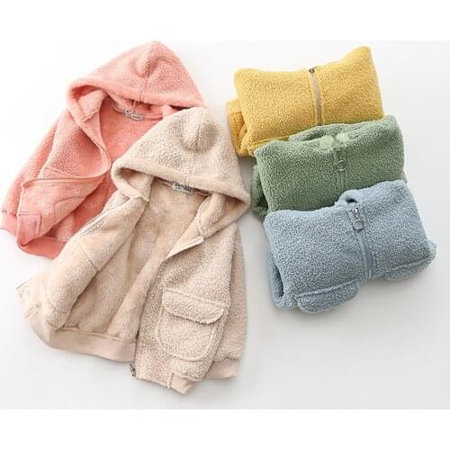 2021 Autumn Winter Cute Baby Girls Boys Thick Fleece Velvet Jacket Kids Long Sleeve Hooded Coats Outerwear Children Clothes 3-8Y