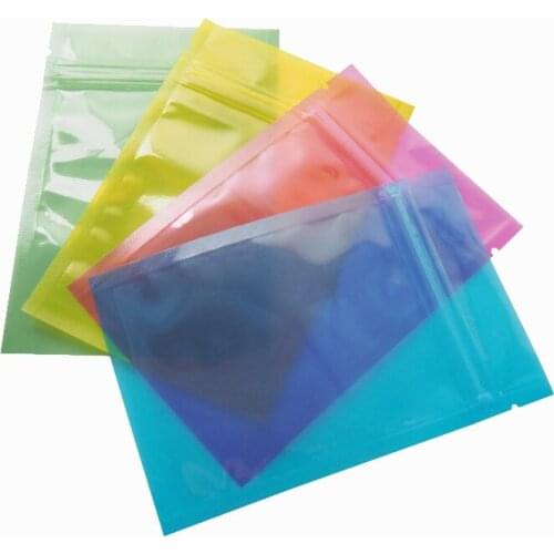 8x12cm 100pcs Colorful Flat Plastic Ziplock Gift Bag Transparent Poly Small Zip Lock Pouches Package Bags for Jewelry