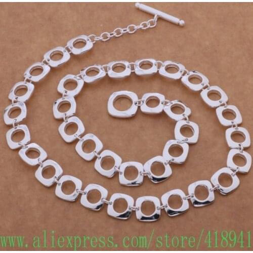 Silver Plated Necklace, Silver Plated fashion jewelry Square circle /eubanlia bvdakmka AN632