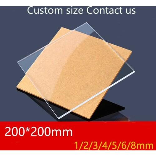 Plexiglass Transparent Clear plastic Sheet acrylic board organic glass polymethyl methacrylate 1mm 3mm 8mm thickness 200*200mm