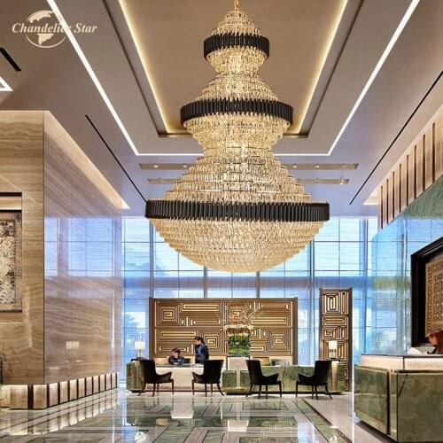 Luxury LED Chandeliers Lighting Modern Crystal Metal Black Lamps Lustre Home Decoration Living Room Staircase Hotel Villa Lights