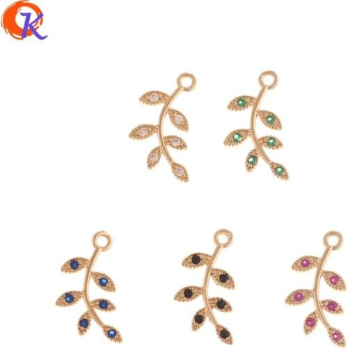 Cordial Design 50Pcs 11*17MM Jewelry Accessories/CZ Charms/Leaf Shape/Pendant/DIY Jewelry Making/Hand Made/Earring Findings