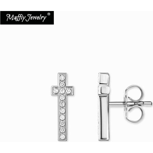 Stud Earrings Cross Pave Faith,Trendy Gift For Women Men High Quality Earring Europe Style Zirconia Vintage Fashion Jewelry