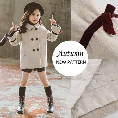 Girls Woolen Jacket 2020 Autumn Winter Kids Warm Thickened Coat Fashion Turndown Collar teenagers Outerwear Clothing 3-14 years