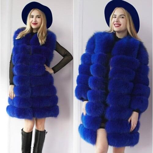 Fox fur coat female Russian winter coat 90 cm long fox fur coat fashion fox fur coat removable moss. Large size customization