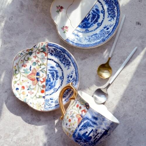 Modern Luxury Coffee Cup Set Ceramics Saucer High Quality Nordic British Afternoon Tea Mug Espresso Cups Set Drinkware DF60BD