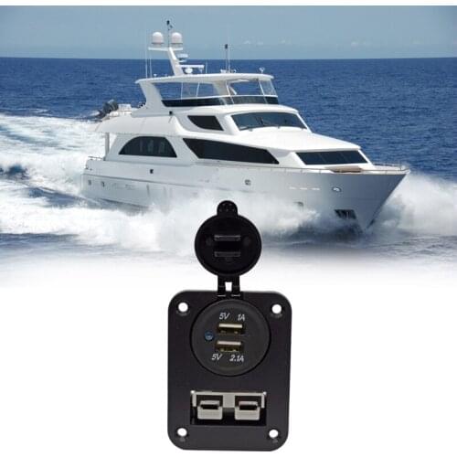 Flush Mount Anderson Plug Socket Double USB Charger Panel for Caravan Camper Boat Truck RV