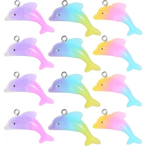 YEYULIN 10Pcs/lot Dolphin Charms Resin Dolphin Charms Pendants For Necklace Bracelet Pendant Charms DIY Jewelry Making
