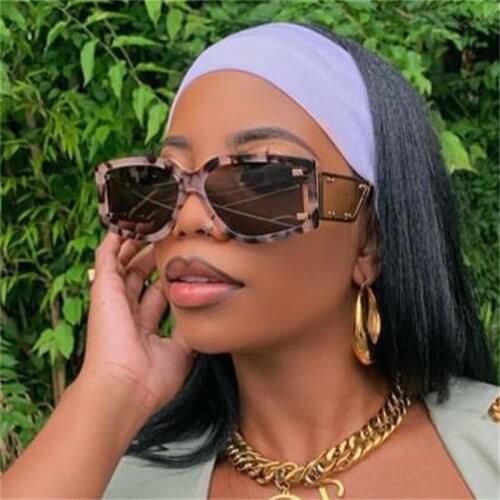Women Brand Vintage Square Sunglasses 2021 New Trendy Steampunk Rivet Sun Glasses Shades Men Leopard Pink Cat Eye Driver Goggle
