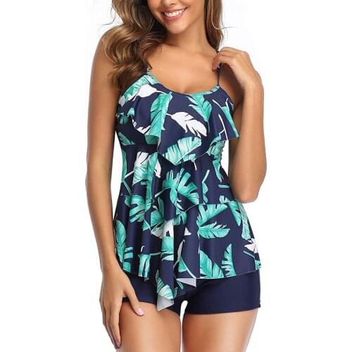 Women Ruffle Large Size Tankini Sets Women Push Up Large Size Swimsuit With Swim Trunks S-2XL New Swimming Suit Beach Wear