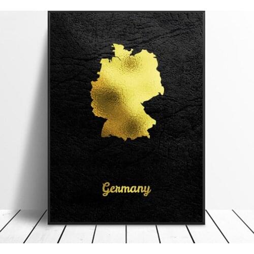 Golden Map Art Germany Canvas Painting Wall Art Pictures Prints Home Decor Wall Poster Decoration For Living Room