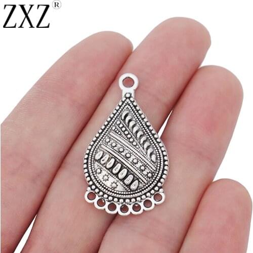 ZXZ 10pcs Tibetan Silver Boho Earring Chandelier Connector Charms Pendants Jewelry Findings 38x21mm
