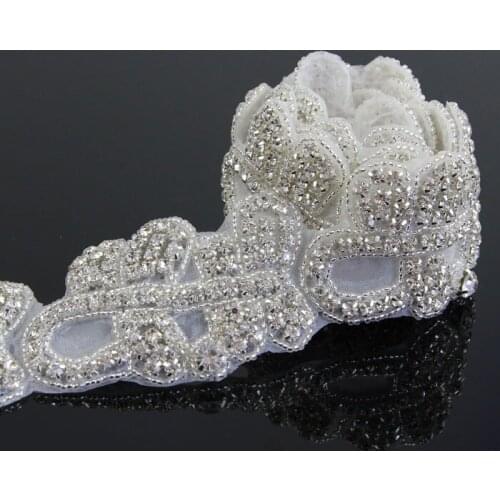 10Yards Silver Crystal Rhinestone Trim Hotfix Applique Diamond Trimming Costume Chain Silver Tone