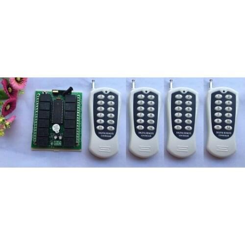 12CH DC 12V RF home automation remote control switch 4pcs transmitter and recevier wireless switch Radio smart home control