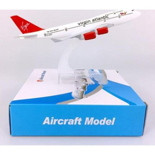 16CM 1:400 Boeing B747-400 Model British Virgin Atlantic Airlines W Base Airbus Metal Alloy Aircraft Plane Collectible Model Toy