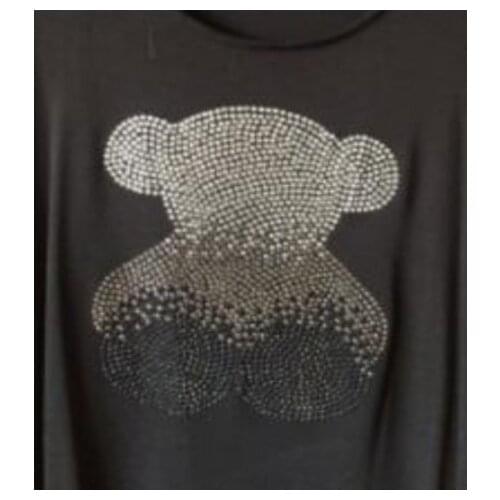 2pc/lot Bear hot fix rhinestones motif iron on appliques patches for shirt coat sweater