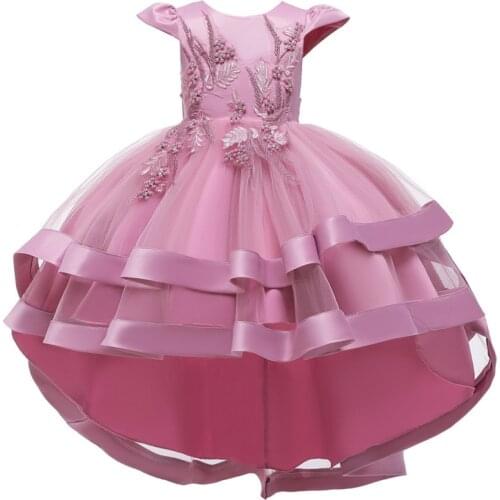 Girls Dress Mermaid Layering Wedding Gown Kids Dresses For Girls elegant Princess Dress Carnival Party Children Clothing vestido