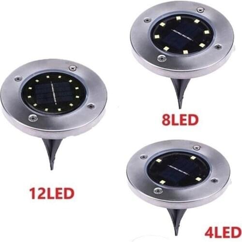 4/8/12/16 LED Solar Underground Lights LED Stainless Steel Outdoor Rainproof Lamps Ground Insert Lawn Lamp
