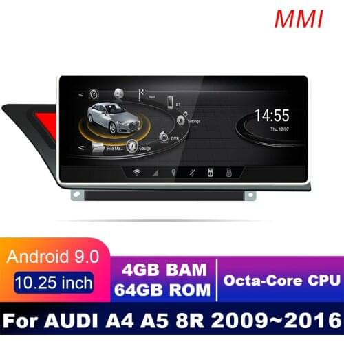 4G LTE 4GB+64GB Android display For AUDI A4 A5 B8 2009~2016 10.25" touch screen GPS Navigation car radio stereo dash multimedia