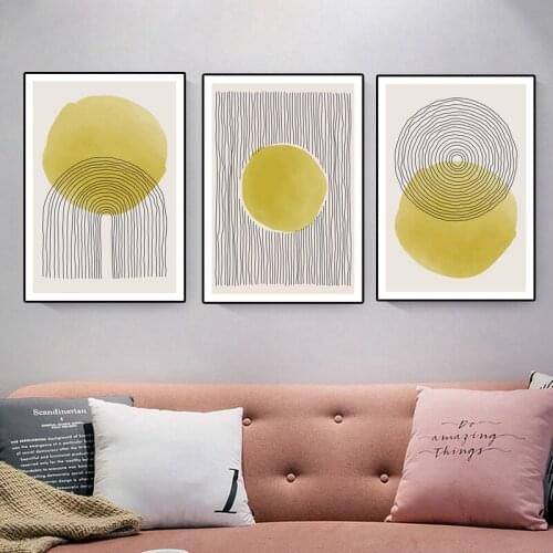 Abstract Yellow Black Geometry Space Wall Art Canvas Painting Prints Nordic Pictures forHome House Living Room Morden Decor