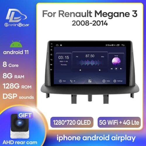 Prelingcar Android 10 For Renault Megane 3 2008-2014 Fluence 2011 Car Radio Multimedia Video Player GPS Navigation NO 2 din DVD