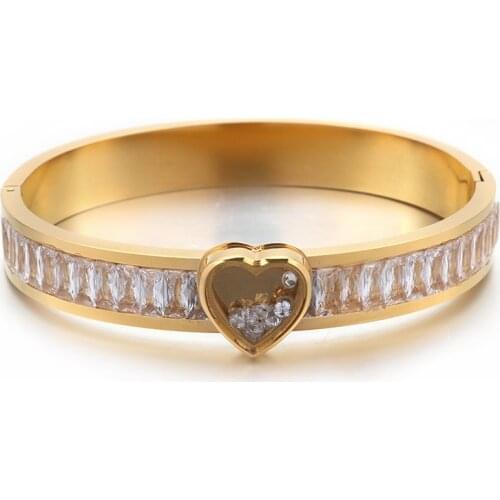 Gold Color 361 Titanium Stainless Steel Cable Wire Cuff Bracelet Forever Love Heart Pendant Charm Bangle For Women 2020 Jewelry