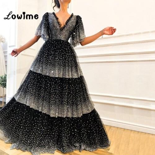 Couture Black and Silver Kaftan Evening Dresses Shiny Fabric Long Prom Dresses 2019 Robe De Soiree Longue Arabic Formal Gowns