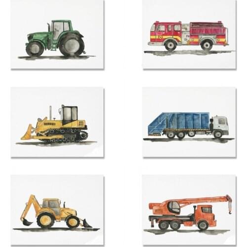 Nordic Construction Truck Child Posters Toy Car Wall Art Canvas Painting Transportation Print Nursery for Boy Room Decoration
