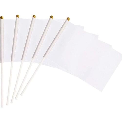 Blank Hand Flag White Small Mini Polyester Waving Sublimation Printing Party Supplies Festival Sports Concerts Vivid Color