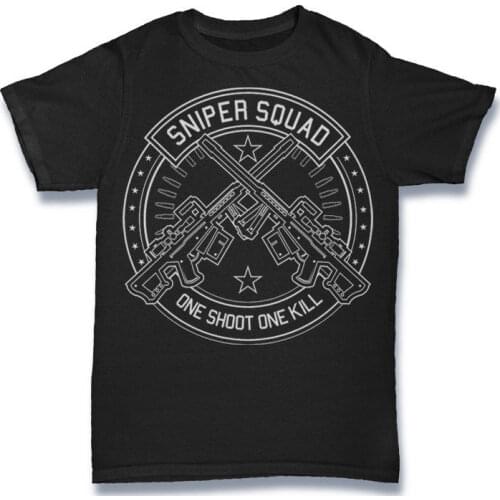 Sniper Squad T Shirt One Shot One Kill Soldier War Men 2019 Newest Letter Print Hip Hop Novelty Men Brand Clothing Casual Shirt