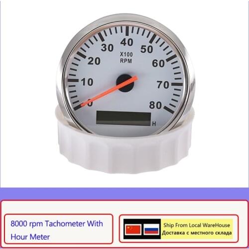 Hot Sale Hourmeter Tachometer Gauge Car Boat Hour Meter 8000 RPM Tacho Sensor Marine Tacho Meters 12V/24V Red Backlight