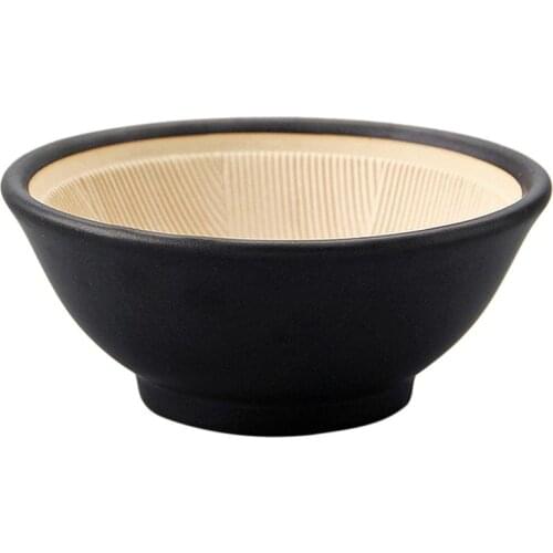 Japanese Style Ceramic Grinding Bowl Kitchen Restaurant Tableware Food Bowl for Home Restaurant Hotel (Black)