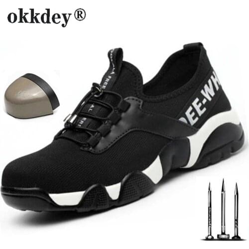 2020 New Men Steel Nose Safety Work Shoes grid Lightweight Breathable Women Casual Sneaker Prevent piercing Protective boots 48