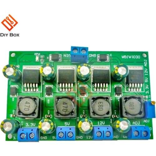 3A 4CH 4.5-30V to 3.3V 5V 12V DC DC Step-Down Buck Converter Module LM2596 AMS1117 7805 7812 MP2307 MP1584