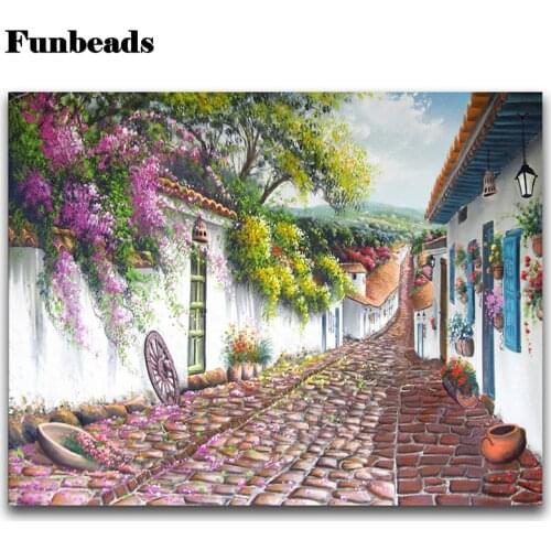 Mosaic diamond mazayka European town street scenery Diamond Embroidery Full Square Round drill Diy Diamond Painting FF727