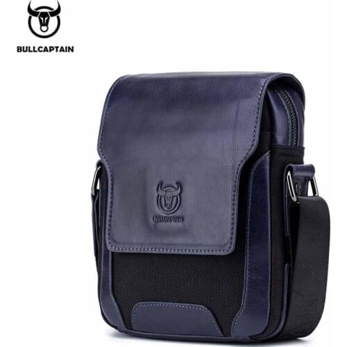 BULLCAPTAIN mens leather diagonal shoulder bag new top layer cowhide casual personality multifunctional small and medium bag