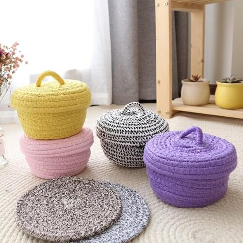 15X10CM soft hand woven cotton storage basket desktop table storage box sundries cosmetic box cotton basket