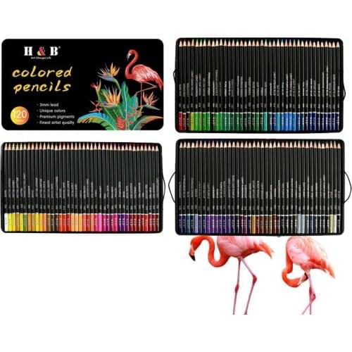 72/120 color oily painting pencil set art painting H&B colored pencil iron box hand-painted coloring stationery set