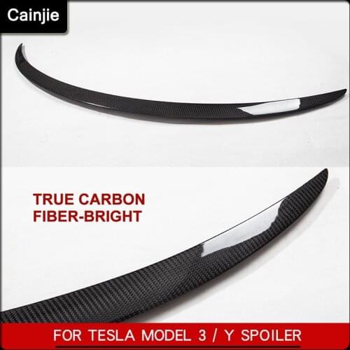 Model3 Real Carbon Fiber Rear Trunk Spoiler For Tesla Model 3 2017- 2020 2021 Accessories Trunk Lip Wing Spoiler Car Styling