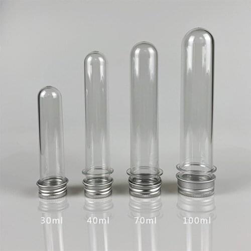 30ml 40ml Excellent Plastic Transparent Test Tubes With Aluminum Cap Data Cables Bottles School Supplies Lab Equipments 30pcs