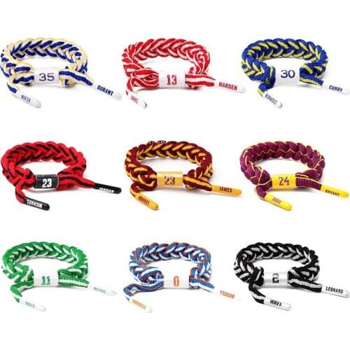 Braid Basketball Stars Adjustable Bracelets DIY Men Sports Wristband Ins Fashion Gifts Bryant Memorabilia Souvenir