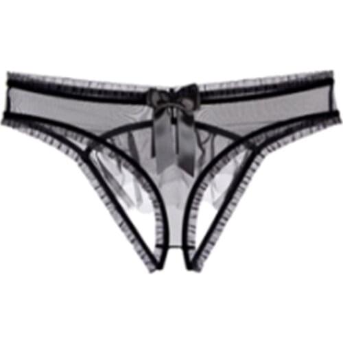 Sexy ultra thin Lotus leaf lace net gauze transparent ladies ruffles see through panties CYHWR