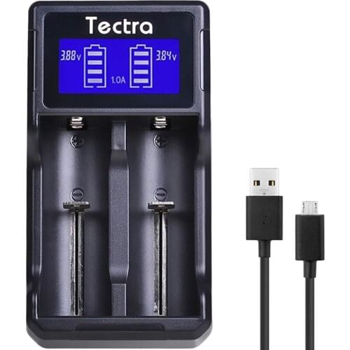 Tectra LCD Universal Intelligent USB Dual Charger AA AAA AAA C 26650 22650 21700 18650 17670 18500 Li-ion Battery Charger