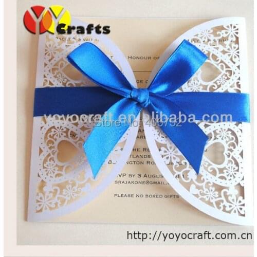 Laser cut pearl paper high quality heart shaped romantic wedding invitations cards 2016
