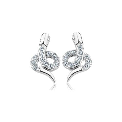 New Hot Fashion 925 Sterling Silver Crystal Snake Earrings for Women Girls Gift Fashion Statement Jewelry