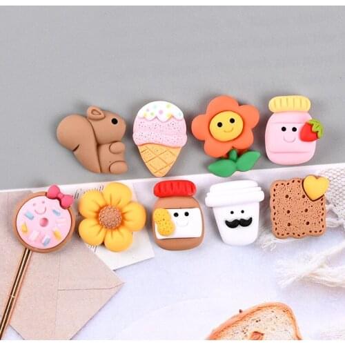 Animal Squirrel Sunflower Cookies Model 3D Planar Resin DIY Sew Mini Cartoon Handmade 3D Cabochon Charms Accessory,10Yc18864